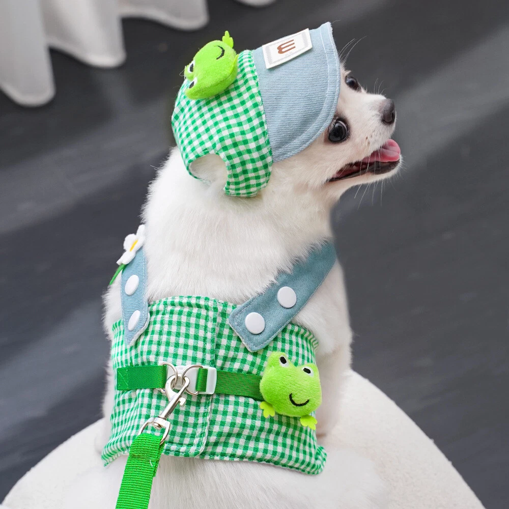 Dog Harness With Hat Cat Vest Leash Set Female Pet Clothes Puppy Collar Lead