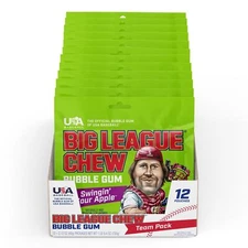 Big League Chew Swingin' Sour Apple Bubble Gum - Tart & Tangy Apple Flavor Burst