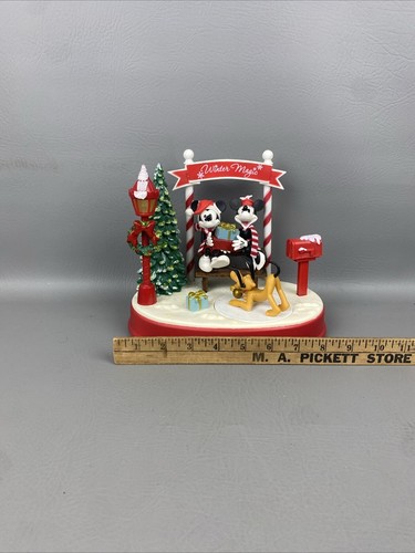 Mickey Minnie Pluto Animated Musical Lighted Mail Box Winter Magic Pond Figurine - Picture 16 of 19