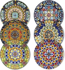 Salad Plate Set (6-8.5 inches), Ceramic Dessert Plate, Small Dinner Plate Set.