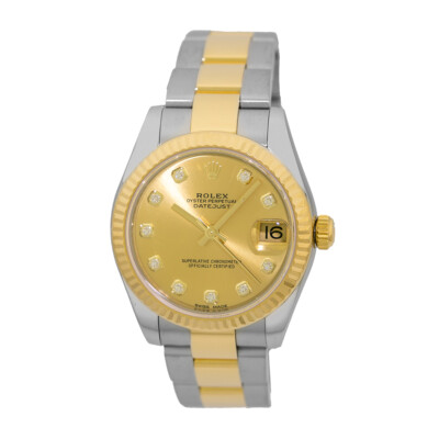 ROLEX Midsize 31mm Stainless & 18K Yellow Gold Diamond Datejust 178273 Box MINTY