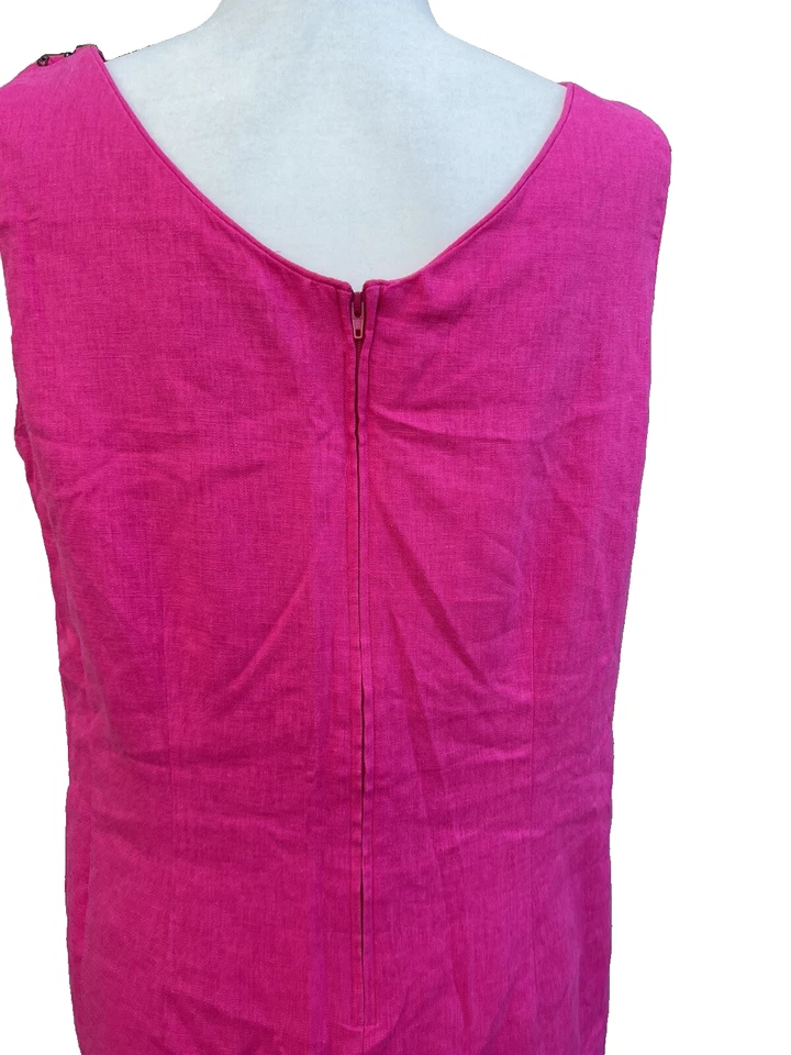 Vestido Anthropologie Sag Harbor Mujer Rosa Caliente Mezcla Lino Talla 14 Foto 4 de 4