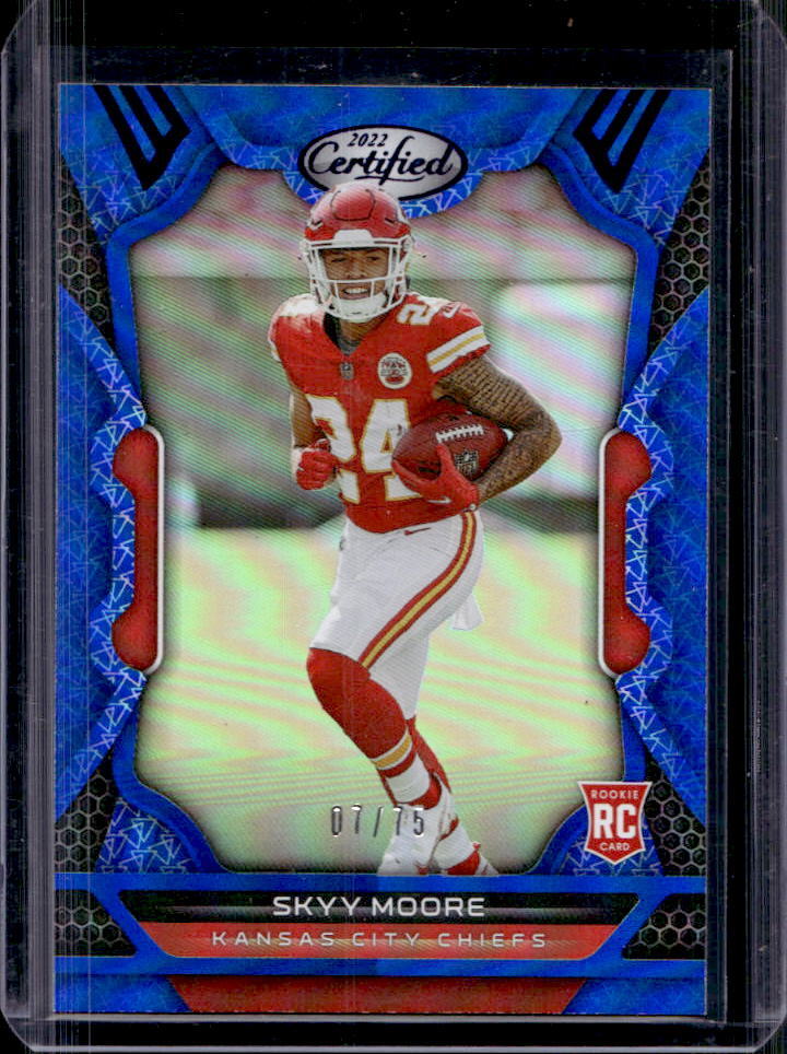 2022 Panini Certified Skyy Moore Blue Mirror Rookie Card RC #07/75 Chiefs