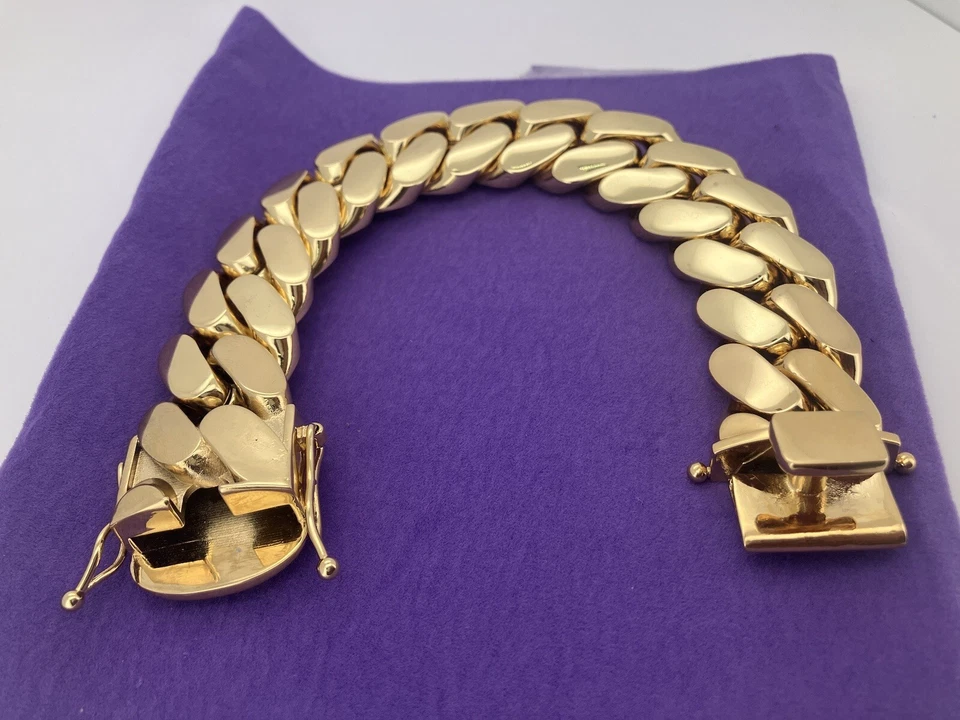 22mm Miami Cuban Link Bracelet 10k PLATED Handmade Solid Heavy With Box Lock - Image 4 of 4