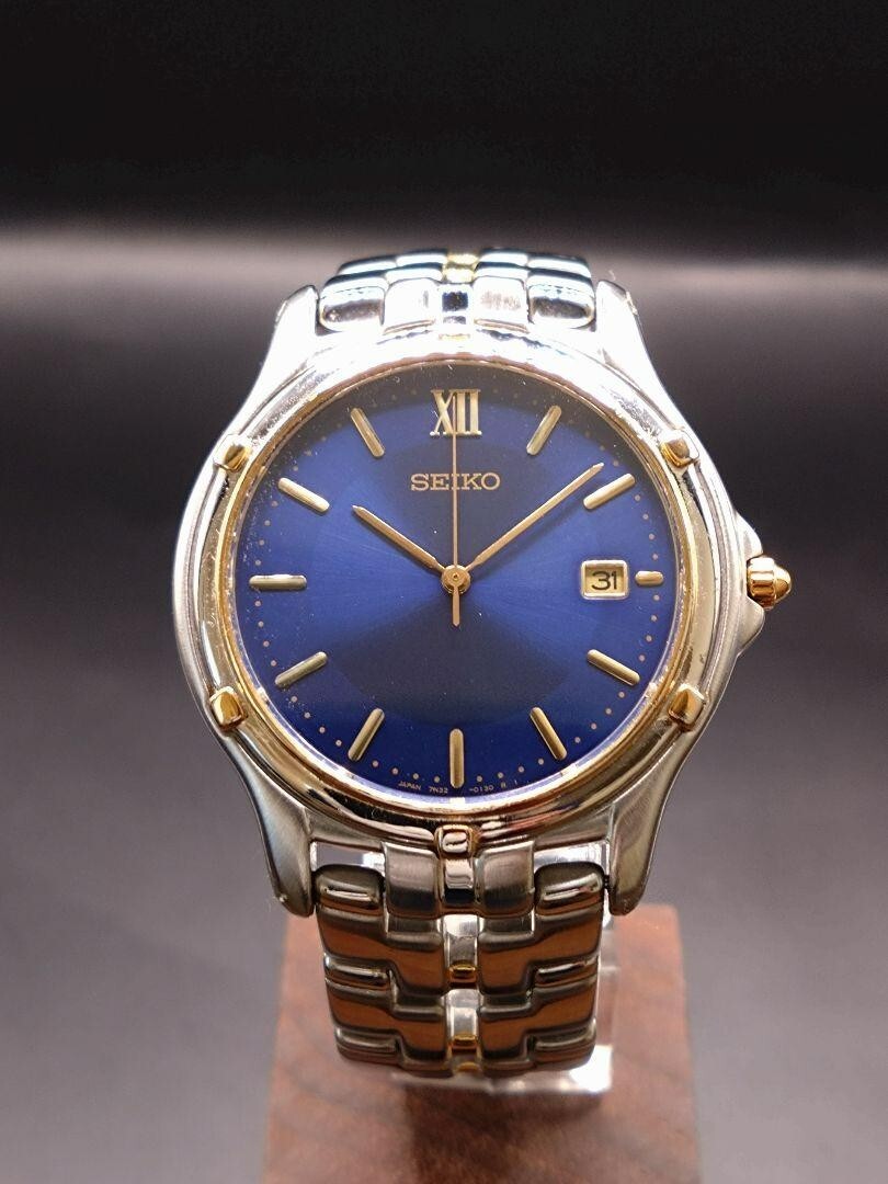 Seiko Spirit 7N32-0100 Genuine Leather Strap Battery Replaced