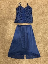 Vtg Ashley Taylor Floral 2-pc Camisole  Half Slip Set 100 Antron III Nylon