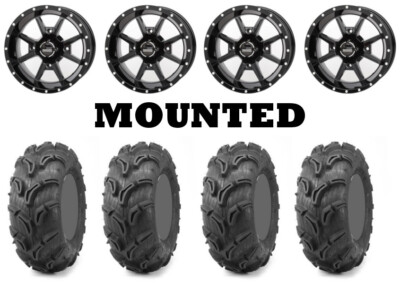 Kit 4 Maxxis Zilla Tires 27x10-14 on Frontline 556 Black Wheels POL