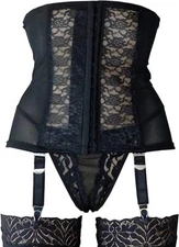 High Waist Cincher Girdle Suspender Garter Belt 6 Adjustable Straps Metal Clips