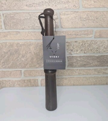 Viski Acacia Wood Cocktail 12'' Muddler Bar Utensils, Wooden  Essentials, 