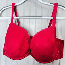 Cacique Women PLUNGE BRA 44D Red Lace Lightly Lined Lane Bryant WIRE NEW