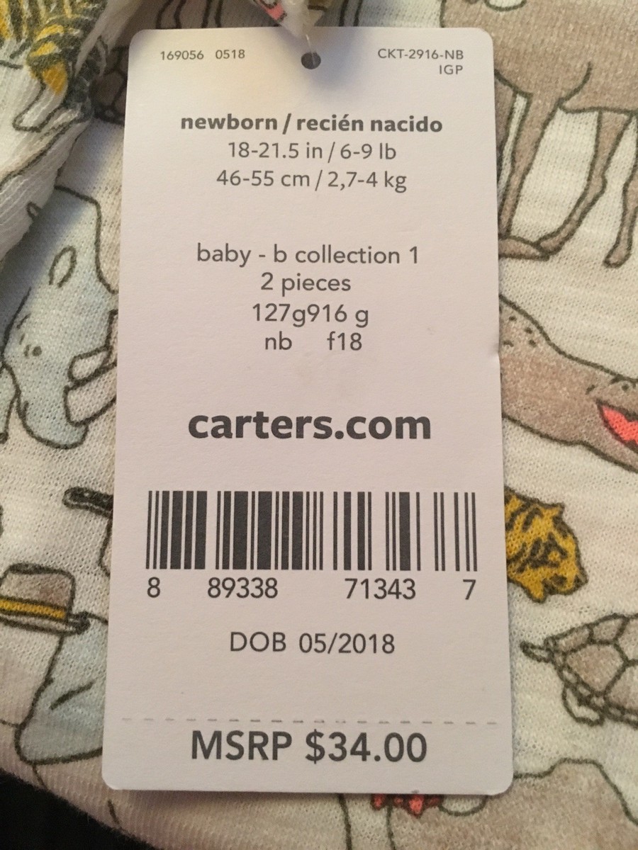 専用ページ② Carters Boys Size: Newborn 2 PC Outfit Animal Short Sleeve Top