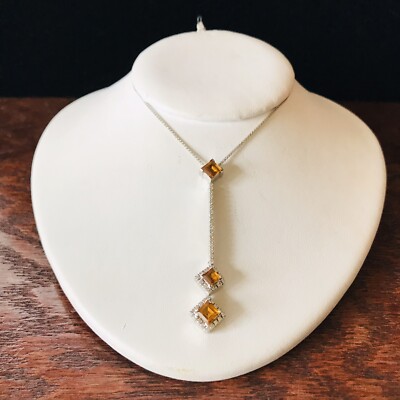 GIORGIO VISCONTI Diamant Citrin 18K Weißgold Halskette Anhänger
