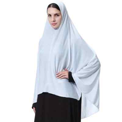 WEIß EXTRALANGER MUSLIMISCHER GEBET JERSEY PULLOVER ERWACHSENE HIJAB BURKHA SCHAL KHIMAR