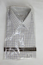 Vintage Sears Mens Dress Perm Press Thin Plaid Shirt Long Sleeve 17 32/33 NOS