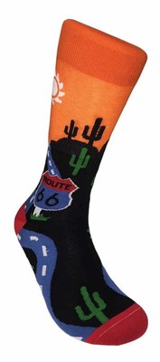 Route 66 FineFit Mens Fun Novelty Socks Dress SOX Size 10-13 Casual Rt 66 Hwy