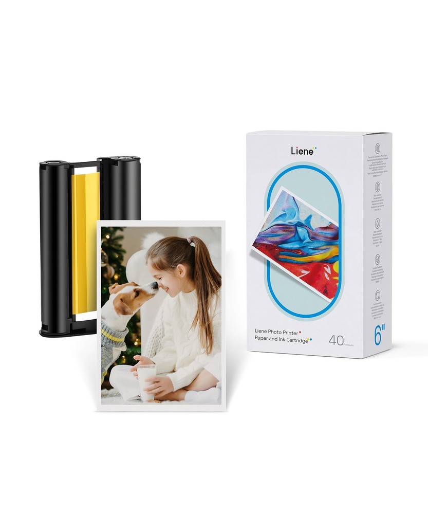 4x6 Photo Printer with 40 Sheets Paper & Cartridge Refill for DHP512/DHP513