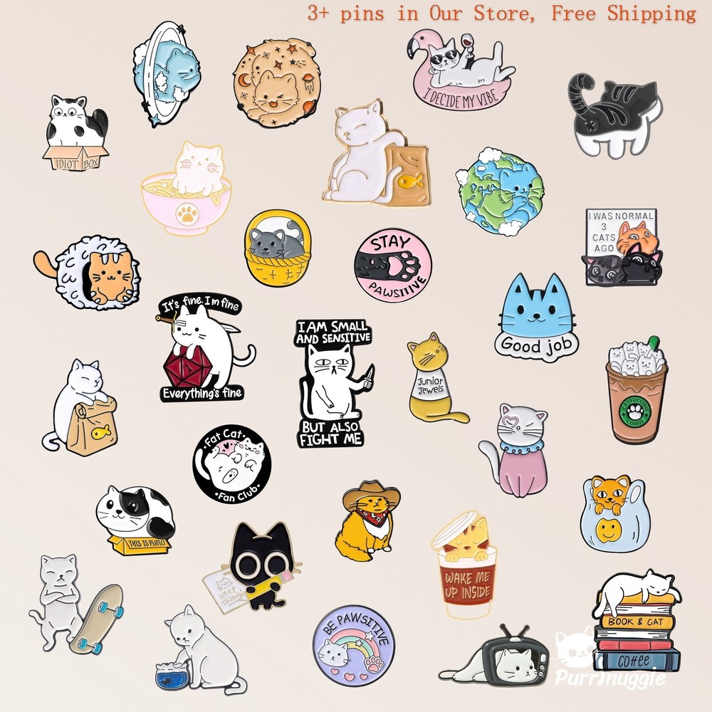 Adorable Cute Cat Cartoon Enamel Lapel Pin Brooch Jewelry Gift