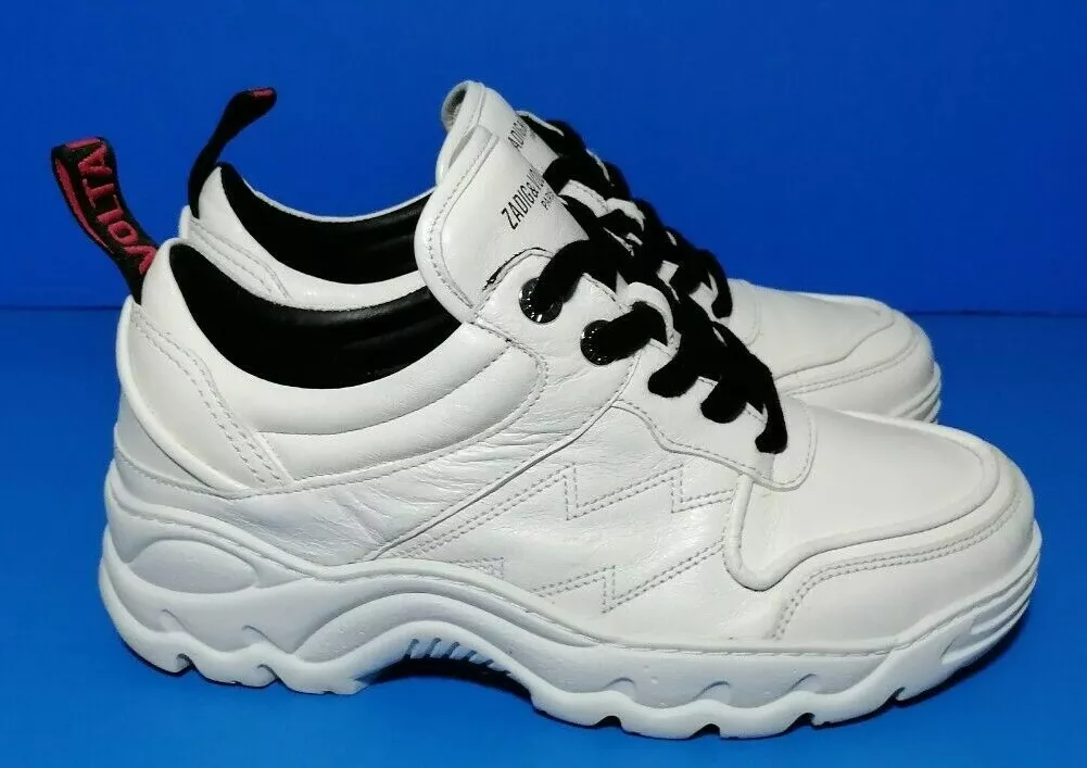 ZADIG VOLTAIRE Cream Blaze Leather Trainers CHUNKY Women s Sneakers 39 US 8.5