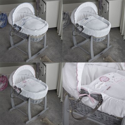 crushed velvet baby moses basket