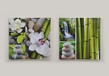 2 schöne große Wandbilder mit Orchidee Bambus Bambus Steingarten