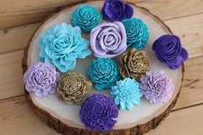 Sola Wood Flower Assortment 30 SET, Mermaid Party, party flowers, cake flowers,