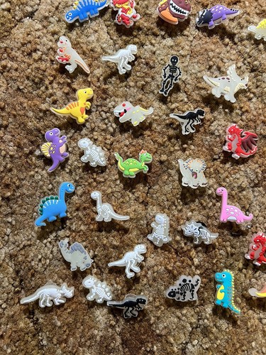Jibbitz Dinosaur Lot Of 41 Glow In The Dark Croc Charms Unisex Back To School - Picture 5 of 9