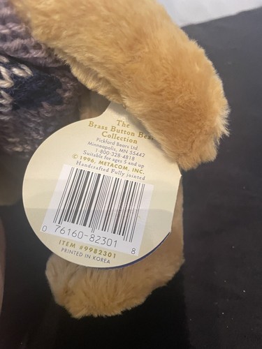 Peluche The Brass Button Bear Collection Sherwood “Bear of Long Life” 1996 de colección nuevo con etiquetas - Imagen 6 de 11
