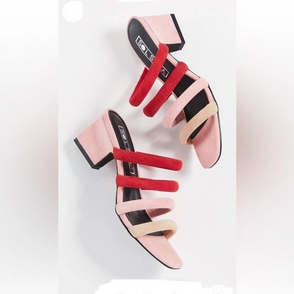 Sol Sana Holt 管状皮革穆勒鞋凉鞋粗跟多色 8M 码 — 第 3/4 张图片