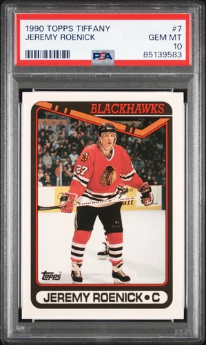 1990 TOPPS TIFFANY Jeremy Roenick PSA 10 GEM Mint #7 Very Tough Grade RC SP