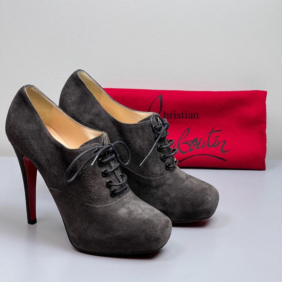 CHRISTIAN LOUBOUTIN Mamanouk 120 Booties Heels Boots Shoes Size 36 Suede Leather - Image 3 of 4