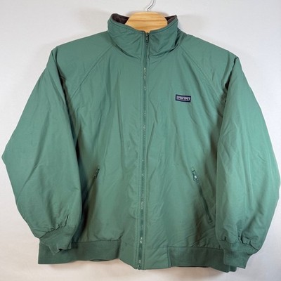 Lands End Jacket Mens XXL Green Polartec Fleece Lined Nylon Bomber Vintage
