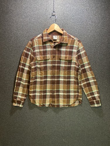 THE NORTH FACE Arroyo Flannel Shirt Mens M Plaid Brown Teal Heavy Cotton Button