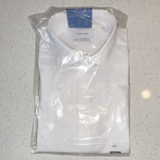 Calvin Klein Slim Fit Big Tall Wrinkle Resistant Dress Shirt White 17 36/37