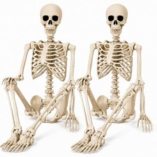 2 Pack 3 ft 36" Halloween Skeleton Full Body Posable Plastic Human Skeletons