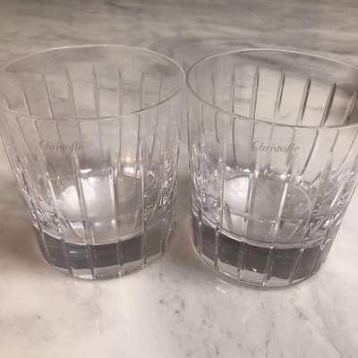 Christofle Iriana Double Old Fashioned Lowball Rocks Glasses PAIR