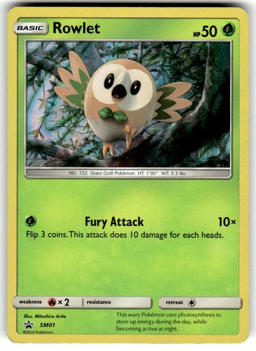 Rowlet - SM01 Holo Promo Sun & Moon Promo Pokemon MP