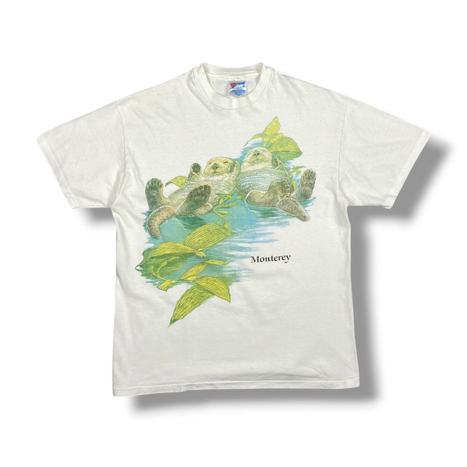 Vintage 1992 Hanes Monterey Sea Otter T Shirt USA Graphic Mens L Single Stitch