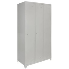 3 Door Steel Storage Lockers, Grey Metal Lockable Unit, School