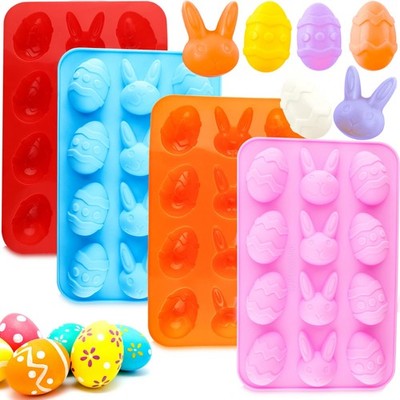 4 PCS Easter Egg Silicone Bunny Molds For Chocolate Baking Pan Resin Cake