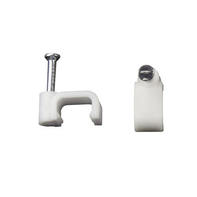 Square Cable Clips with Steel Nail, 8mm (Width Only), 8mm/50pcs White