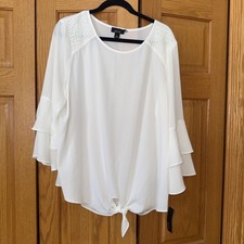 Alyx NWT Woman's Off-white Top Shirt Blouse XL Flowy Tie Waist NEW