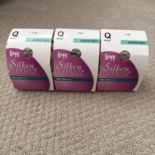 3 Pack Leggs Silken Mist Shaper Panty Sheer Toe Nude Size Q Pantyhose 91946 NOS