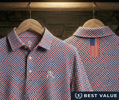 Rhoback Men's The 1776 Performance Polo USA Patriotic Golf Shirt M-XL