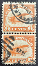 US 1918 Sc# C1 Used Line Pair Air Post Jenny Stamp w/ 1925 Cancellation