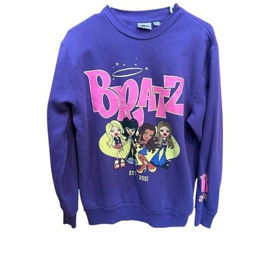 Bratz Purple Graphic Sweatshirt Crewneck Pullover Est 2001 Y2K Dolls Women XS