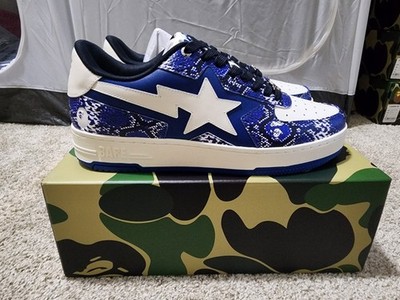A Bathing Ape BAPE STA Sneakers 1K70191329 Blue Snakeskin Mens Shoe Size 11 NEW