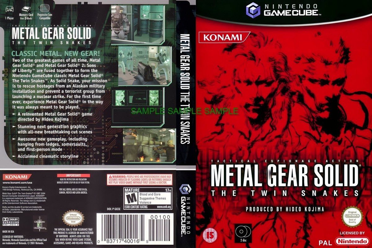Metal Gear Solid: The Twin Snakes PAL Game Cube Case + Box Art