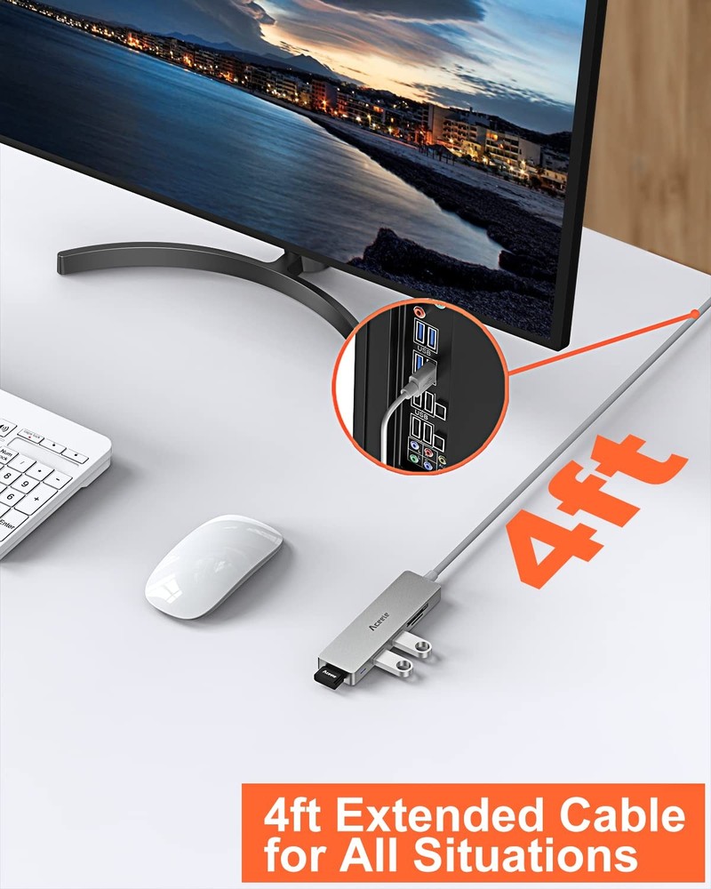 5Gbps USB 3.0 Hub - 6-Port Ultra Slim with 4ft Extended Cable