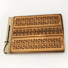 Vintage 1978 Wooden Marquetry Photo Album Scrap Book Hand Burned Engraved POLAND