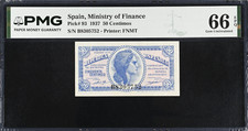 PMG Spain 50 Centimos 1937 P-93 GEM Uncirculated 66 EPQ
